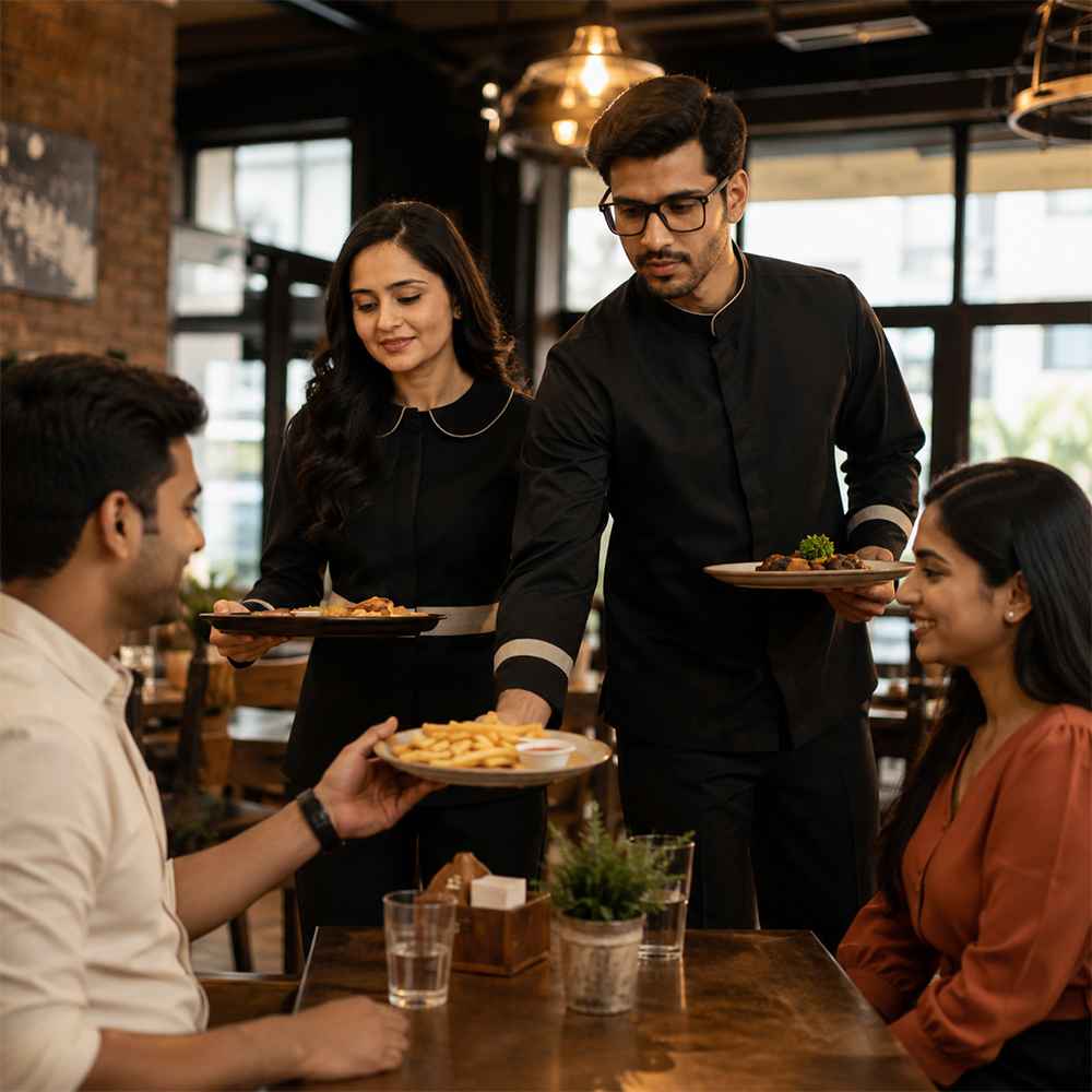 Food and beverage service staff uniforms by Sona Signature