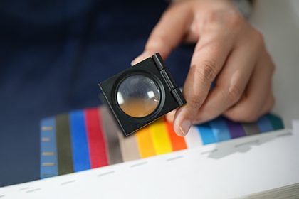 Fabric and colour swatch inspection for uniform sourcing at Sona Signature