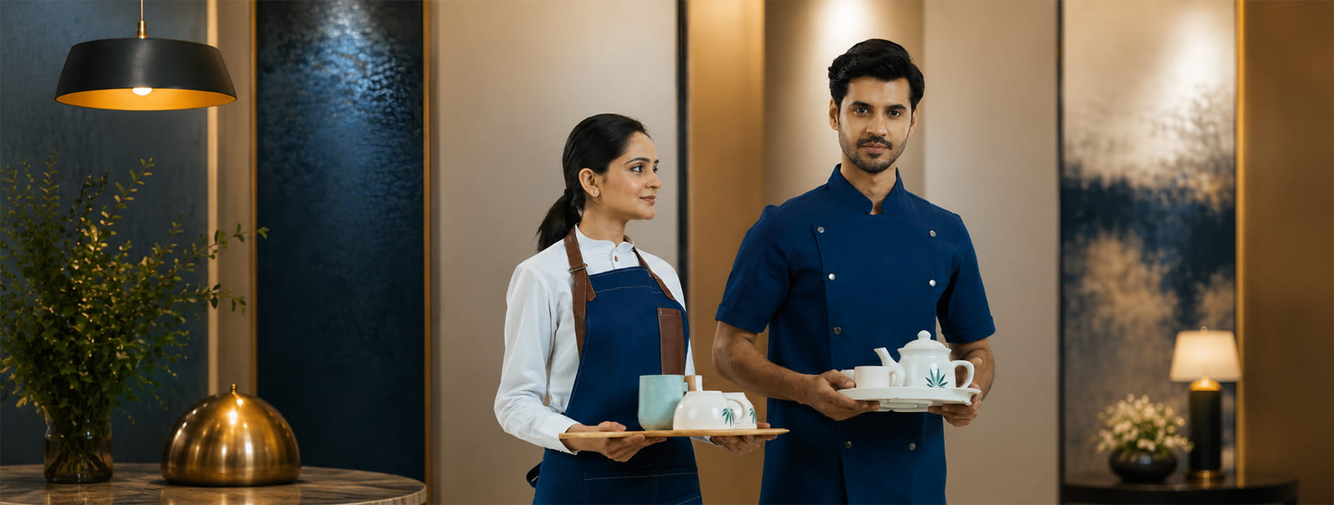 Hotel front office and kitchen staff uniforms by Sona Signature