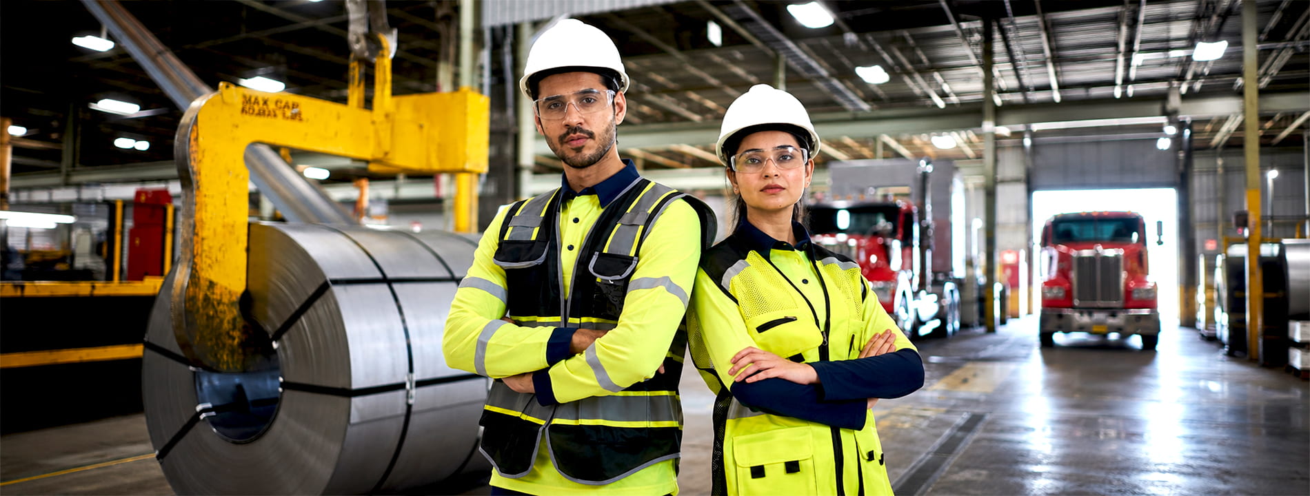 Industrial workers in high-visibility uniforms by Sona Signature